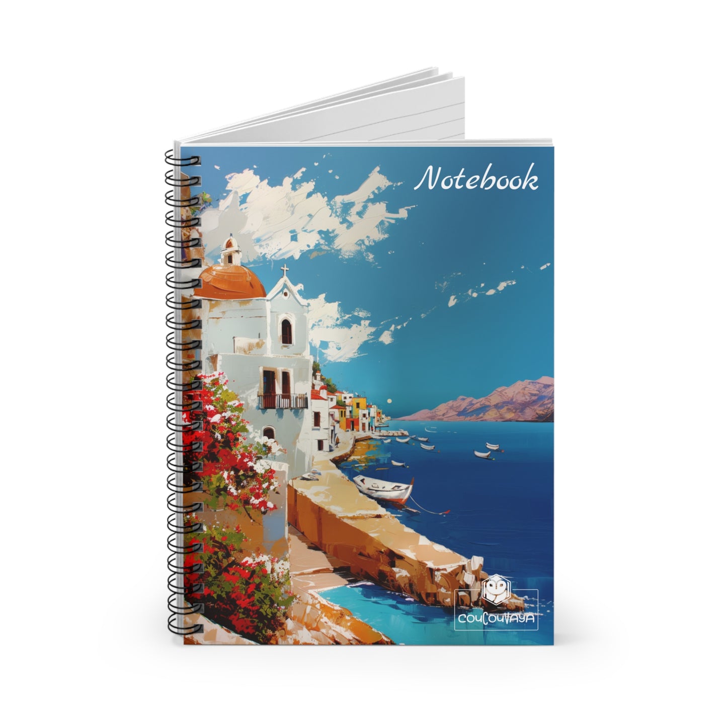 Greek-Style Landscape Spiral Notebook - Ruled Line
