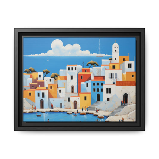 Greek-Style Landscape Matte Canvas, Framed (Multi-color)