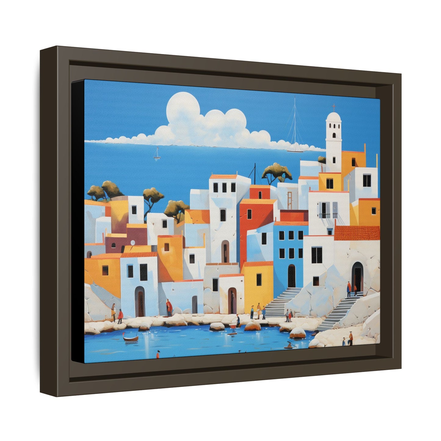 Greek-Style Landscape Matte Canvas, Framed (Multi-color)