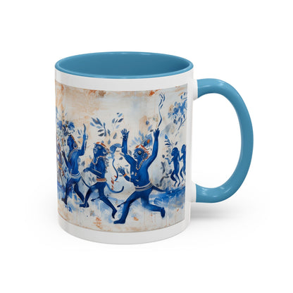 Minoan Blue Monkeys Accent Coffee Mug (11, 15oz)