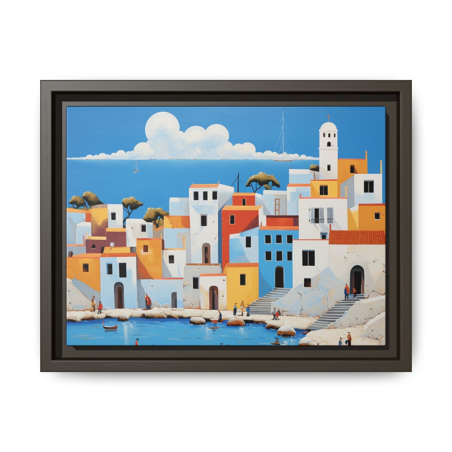 Greek-Style Landscape Matte Canvas, Framed (Multi-color)