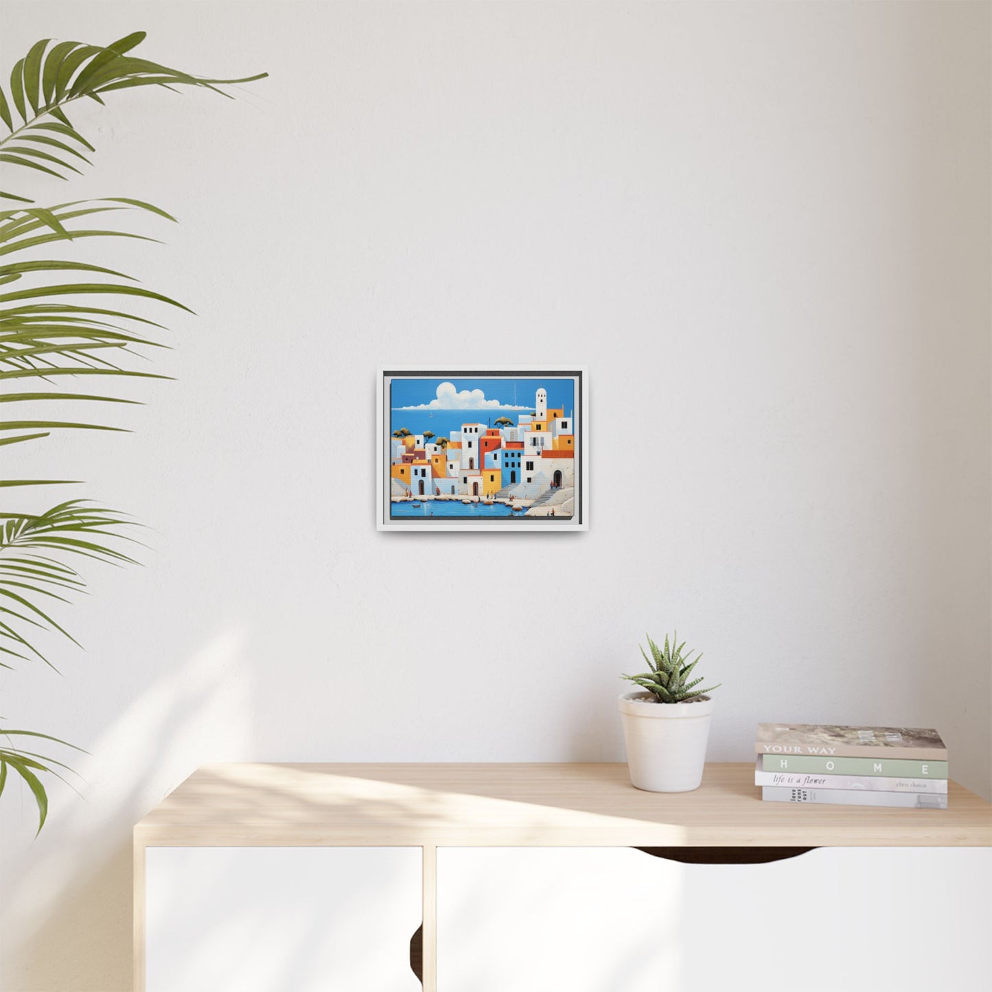 Greek-Style Landscape Matte Canvas, Framed (Multi-color)