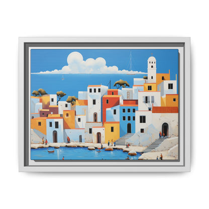 Greek-Style Landscape Matte Canvas, Framed (Multi-color)