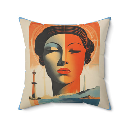 Greek-Style Retro Pillow, Spun Polyester Square