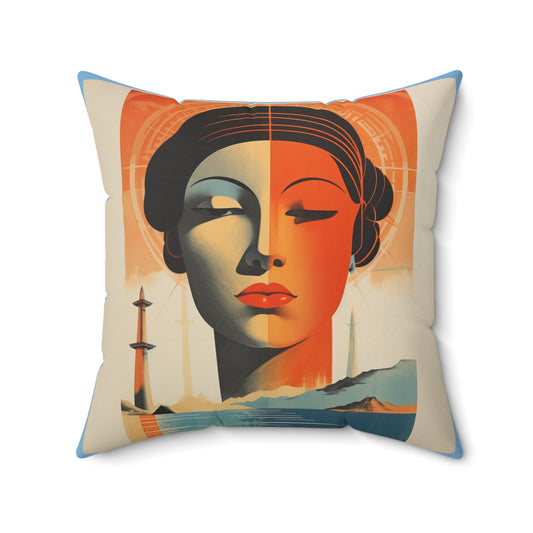 Greek-Style Retro Pillow, Spun Polyester Square