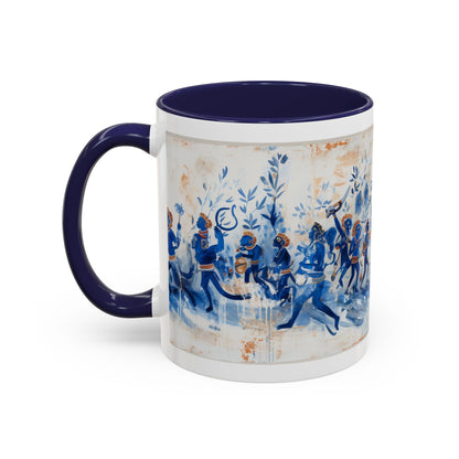 Minoan Blue Monkeys Accent Coffee Mug (11, 15oz)