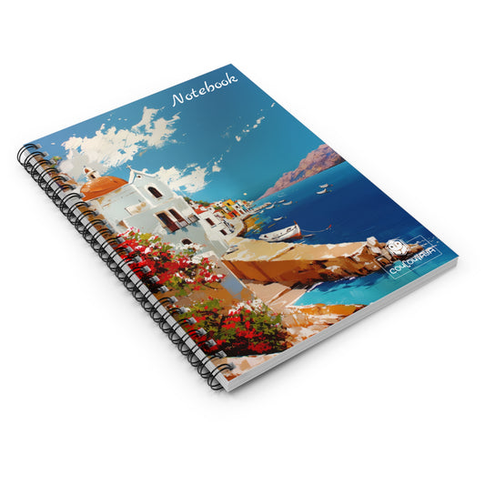 Greek-Style Landscape Spiral Notebook - Ruled Line