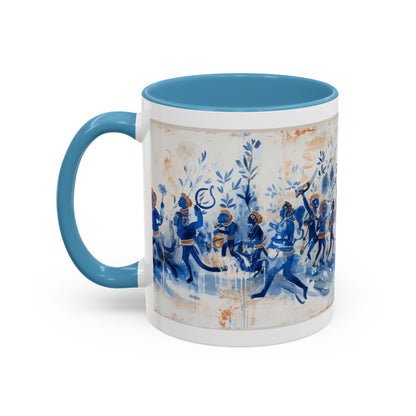 Minoan Blue Monkeys Accent Coffee Mug (11, 15oz)