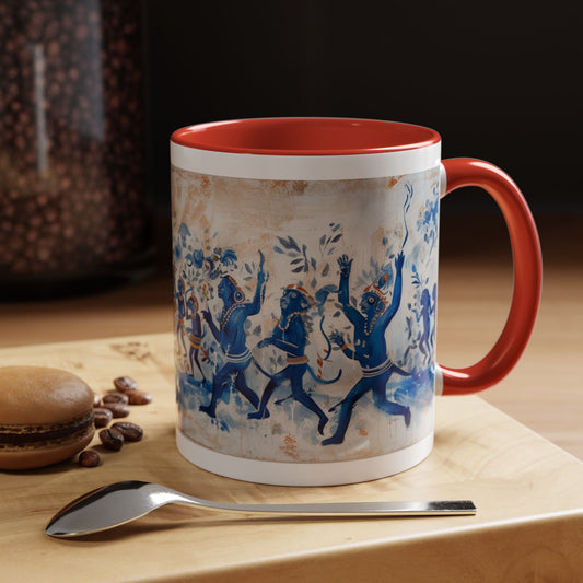 Minoan Blue Monkeys Accent Coffee Mug (11, 15oz)